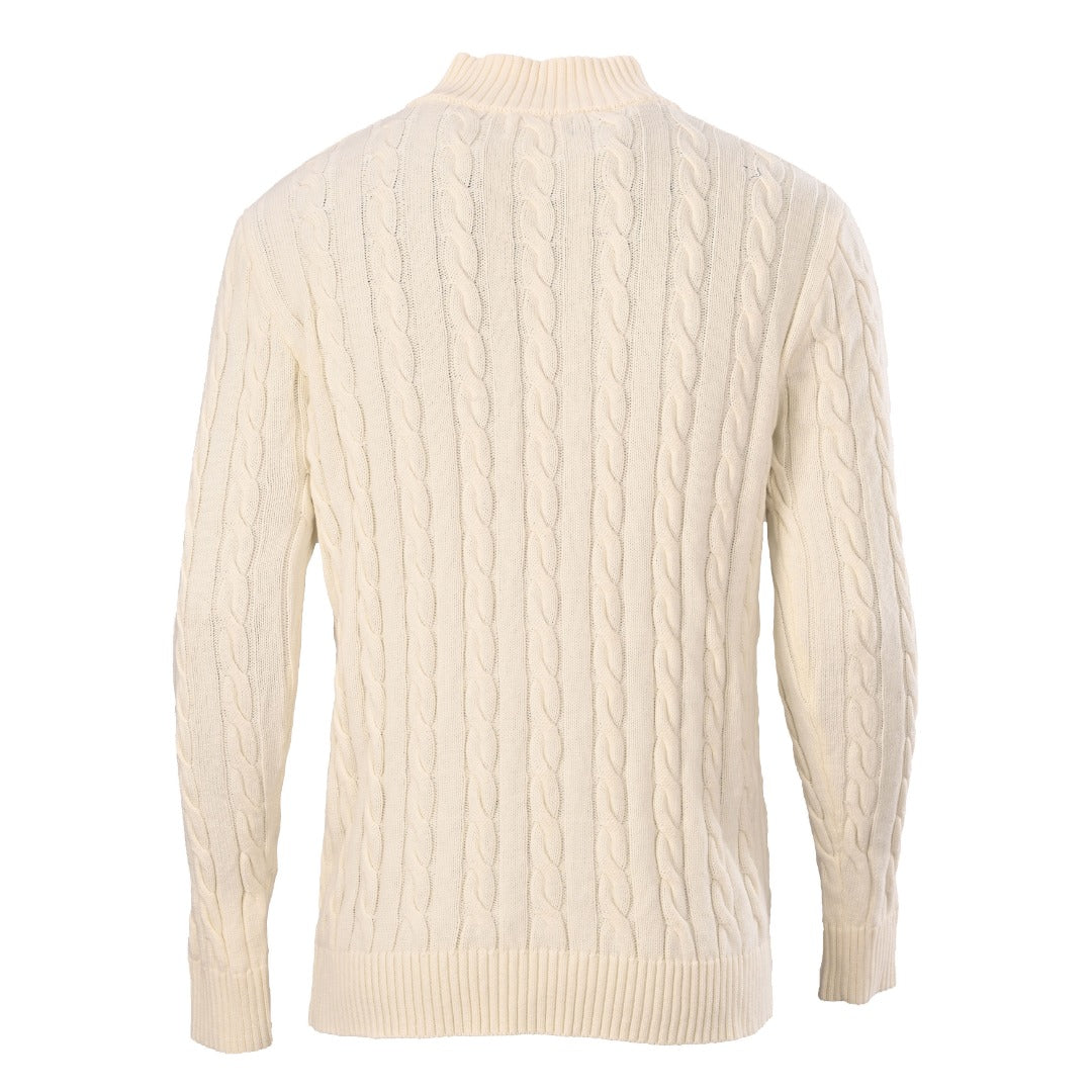 Cable-Knit Quarter-Zip Sweater Cream
