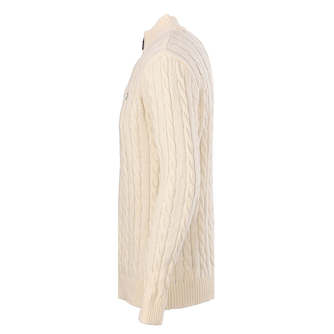 Cable-Knit Quarter-Zip Sweater Cream
