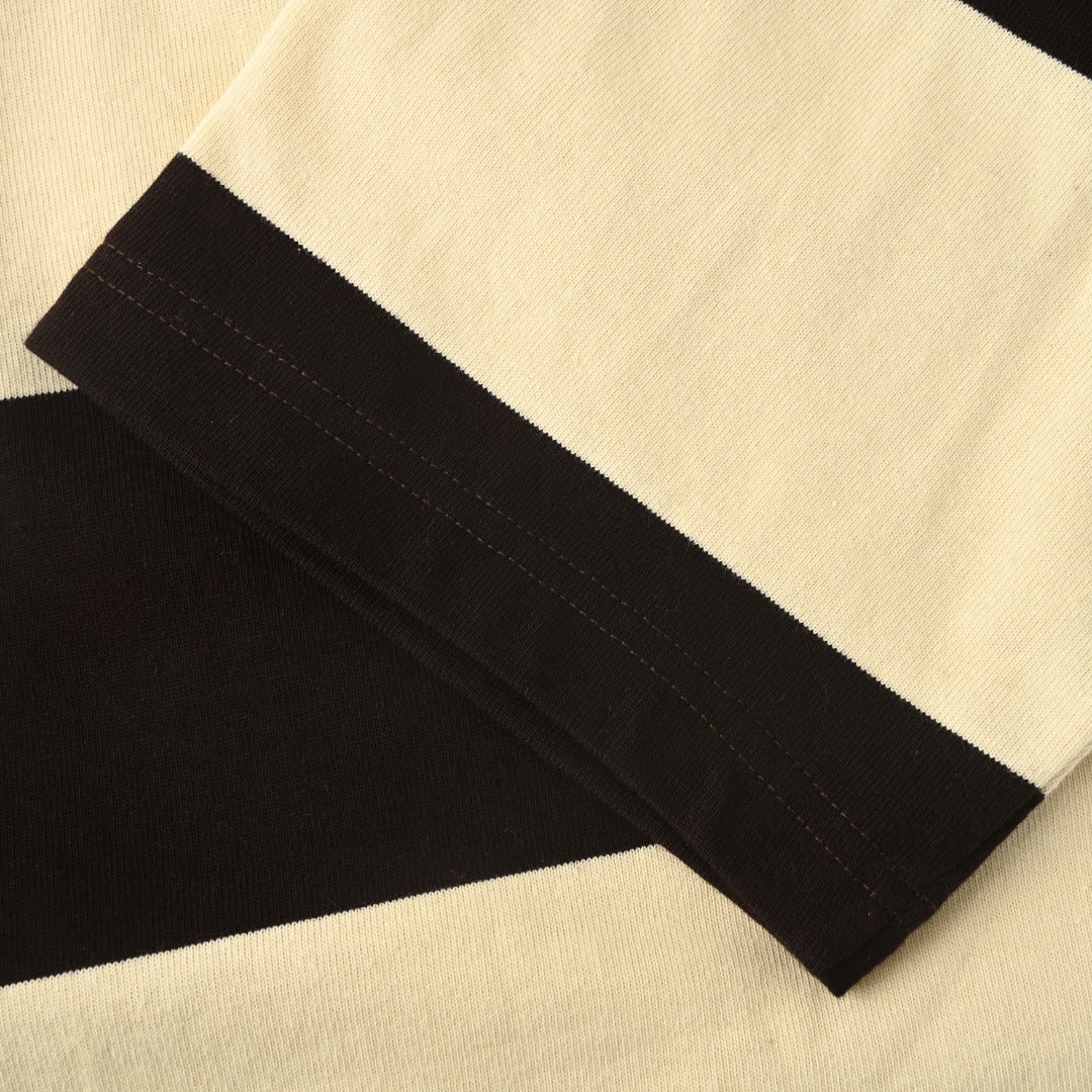 Striped Jersey Polo Shirt Dark Brown & Beige
