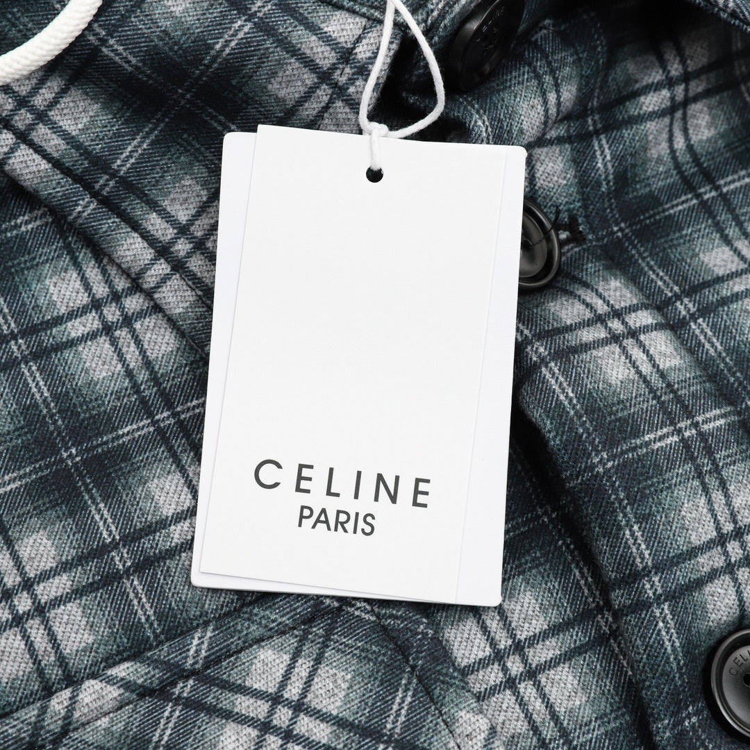 Checked Hooded Wool Flannel Green & Black