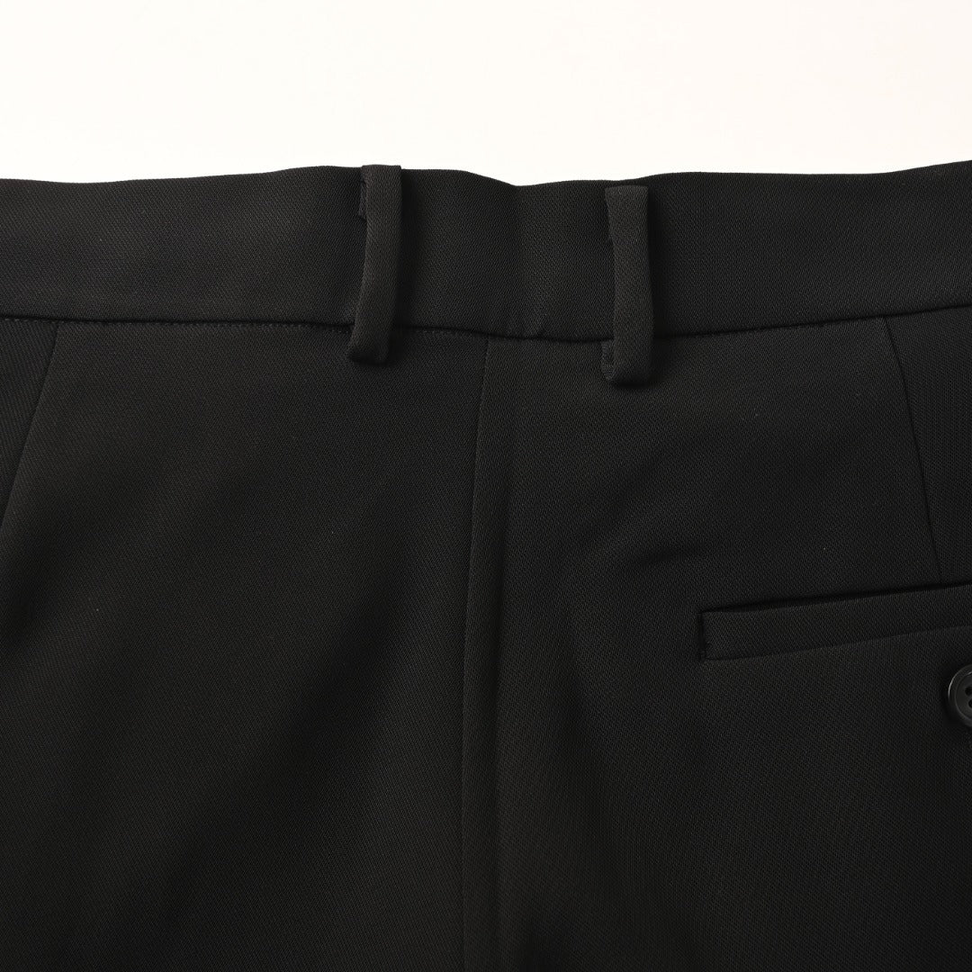 Tailored Pleated Wide-Leg Black