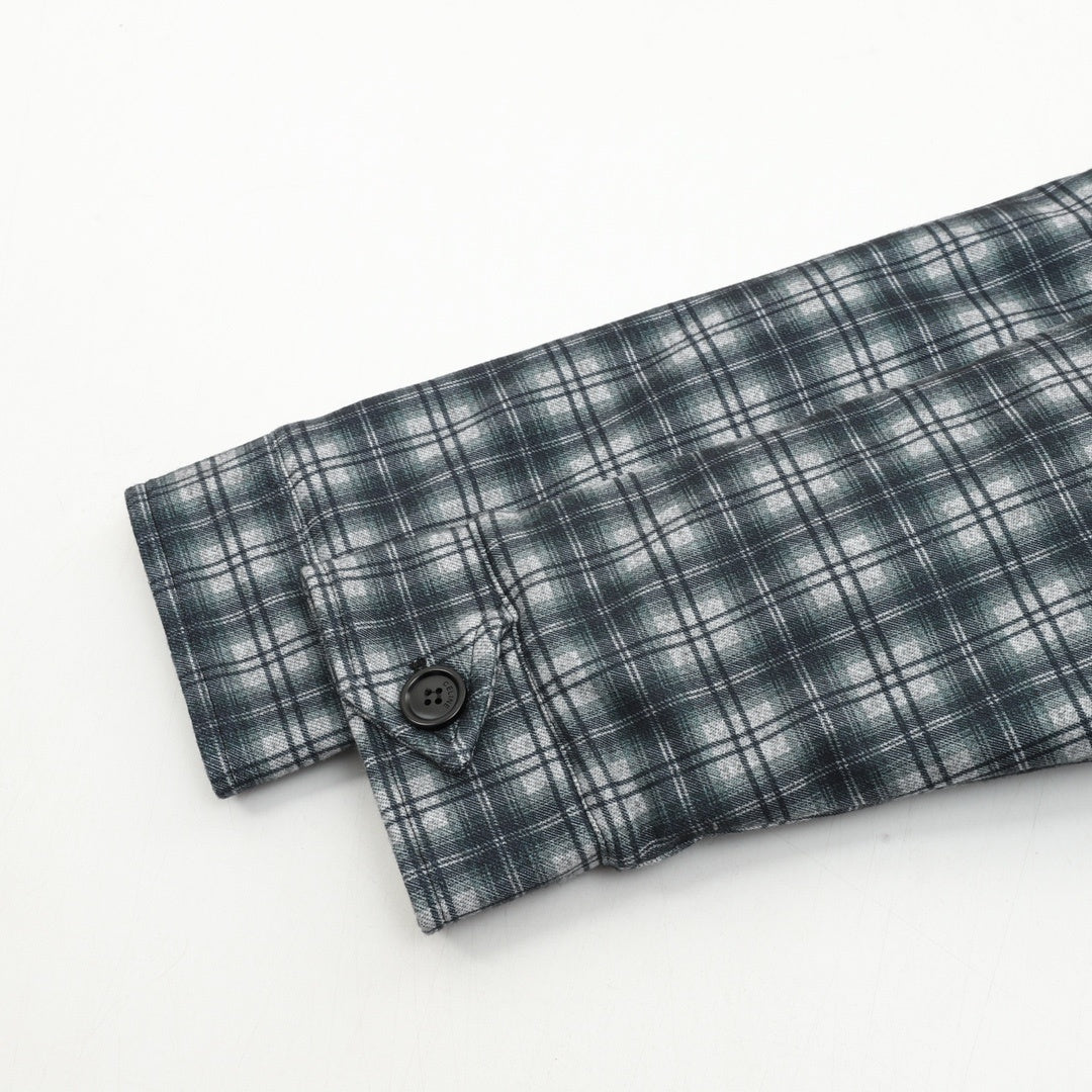 Checked Hooded Wool Flannel Green & Black