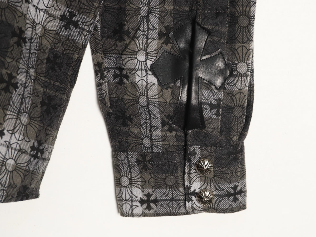 Loose Ends Monogram Cross Jacquard Flannel Shirt Black & Grey
