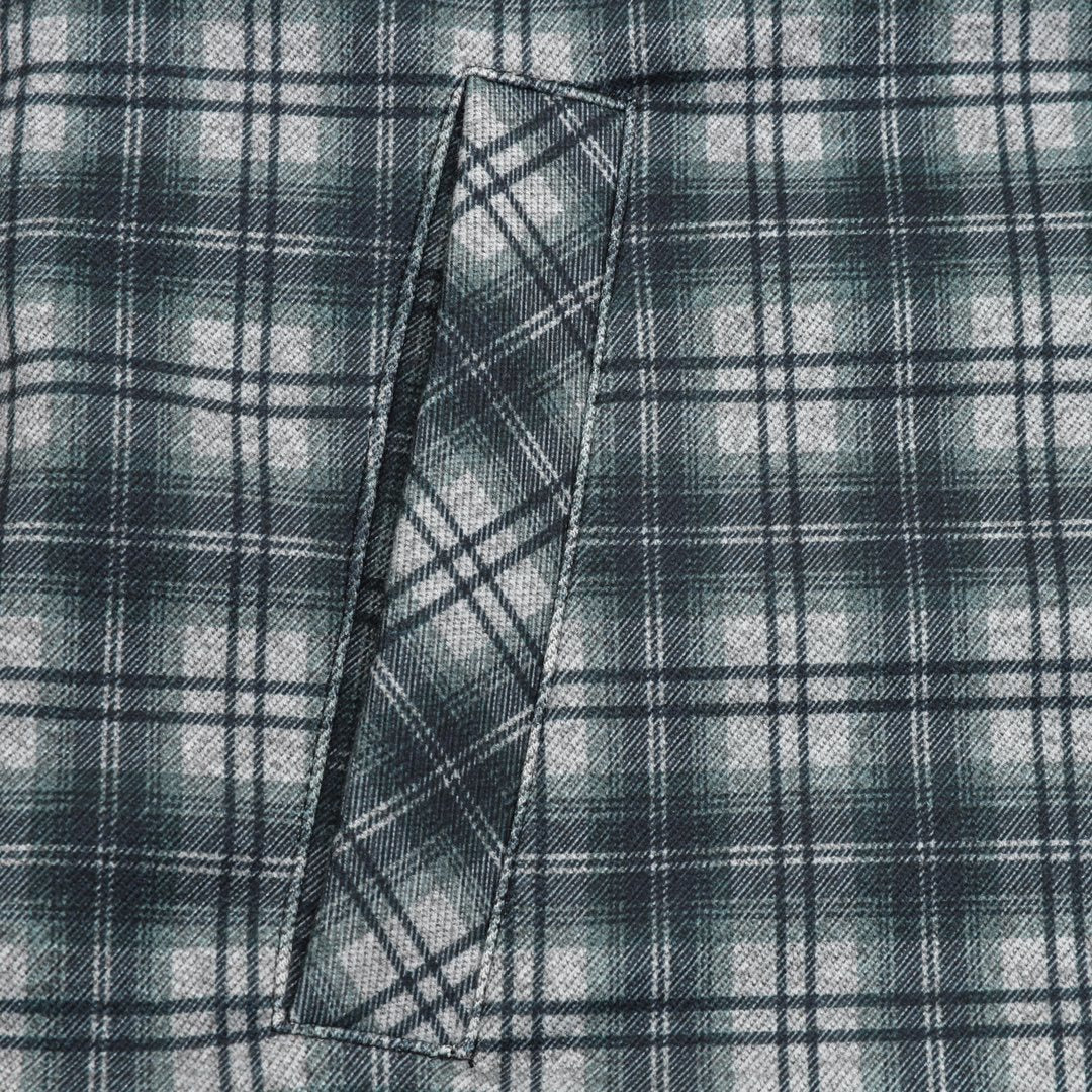Checked Hooded Wool Flannel Green & Black