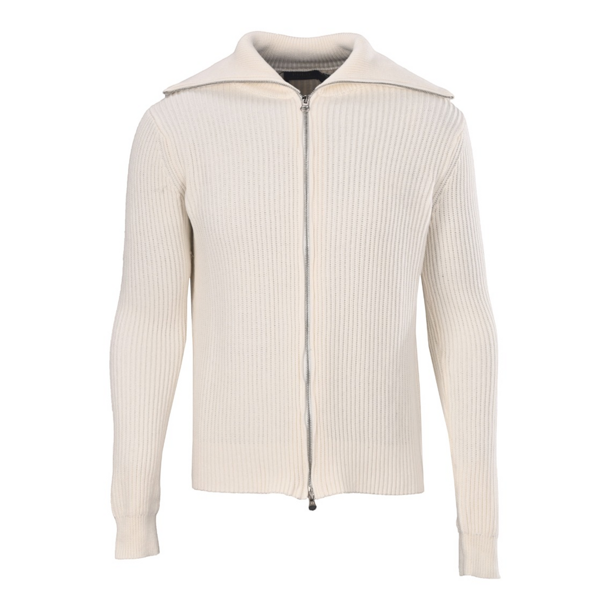 Rib-Knit Full-Zip Jacket Off-White