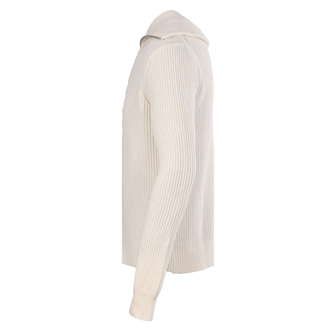 Rib-Knit Full-Zip Jacket Off-White