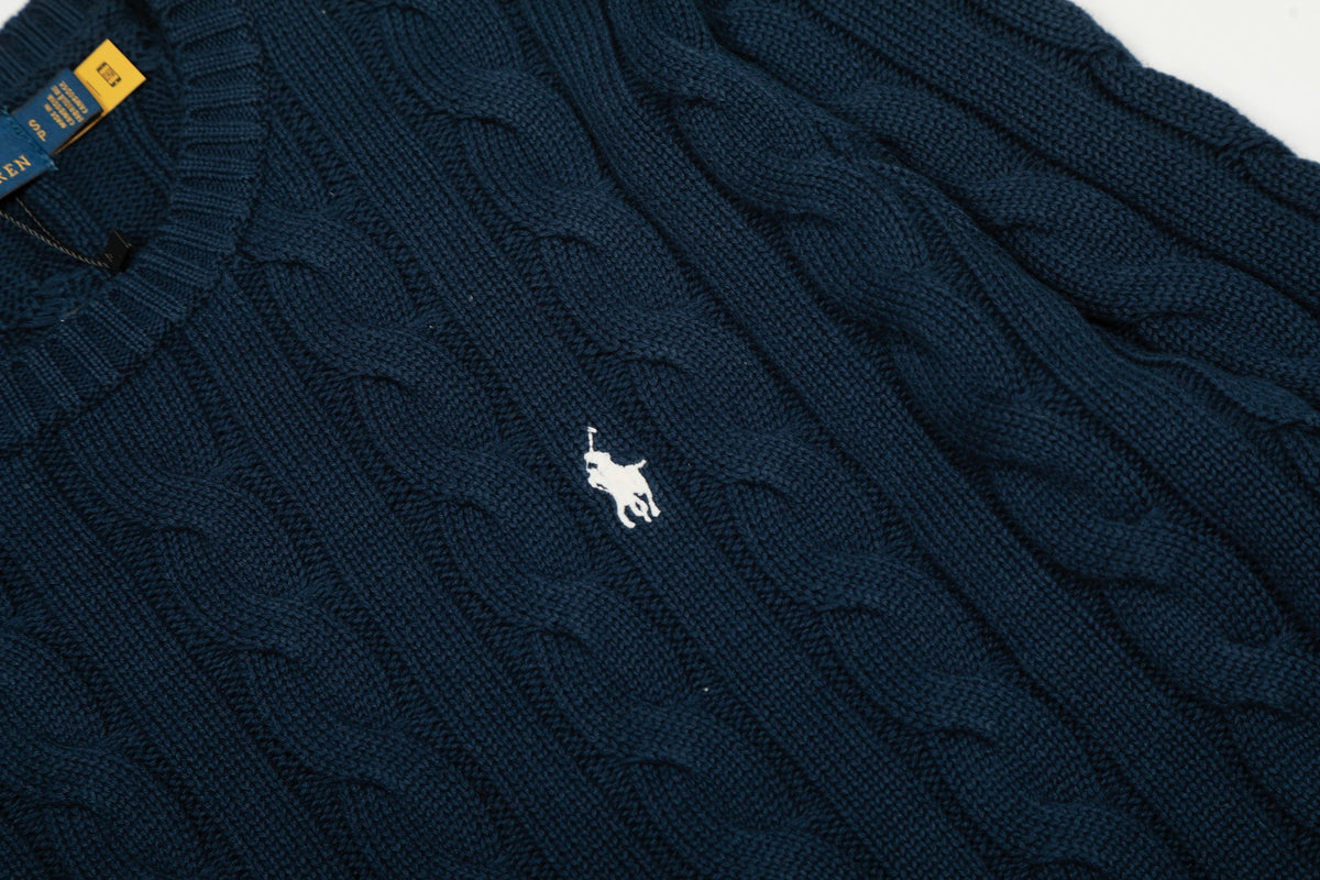 Cable-Knit Jumper Navy Blue