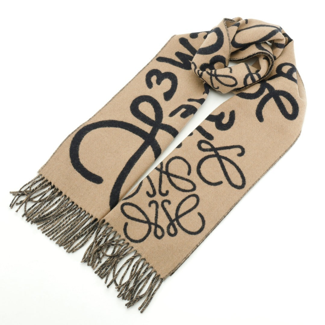 Leather-Trimmed Jacquard Camel Black