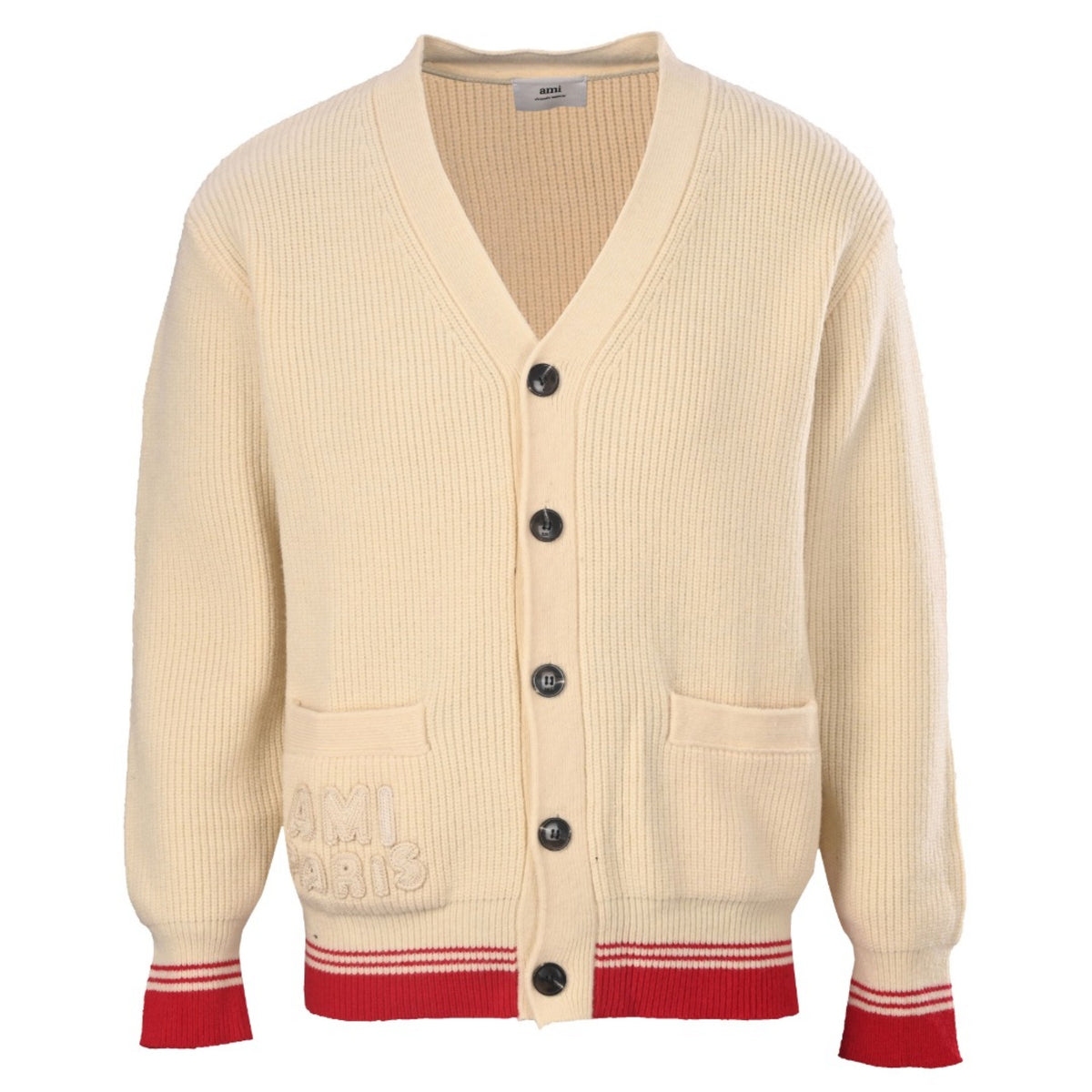 Ribbed College Cream & Red