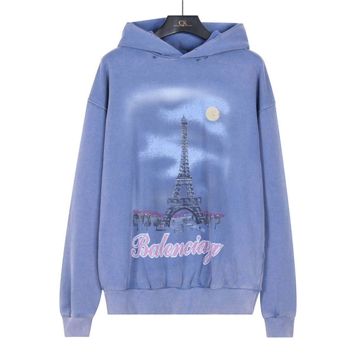 Paris Moon Faded Hoodie Blue