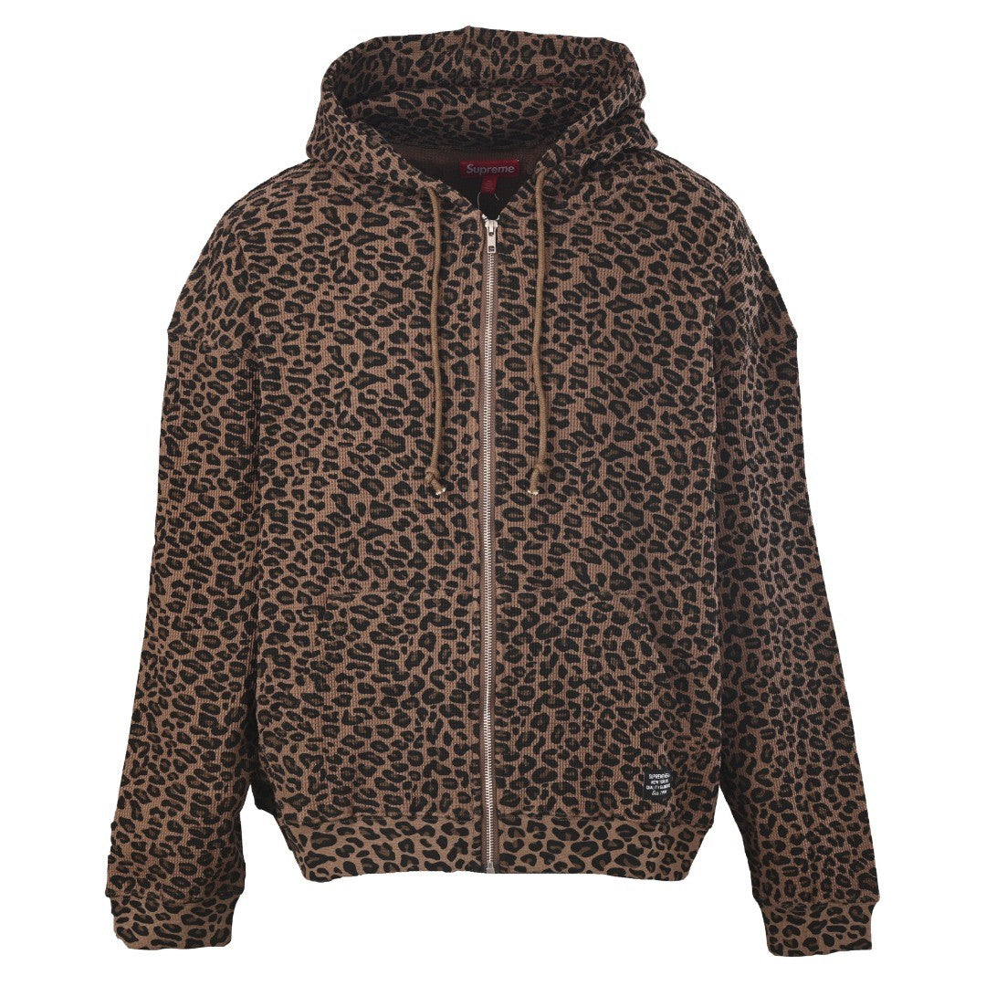 Hooded Zip Up Thermal Leopard
