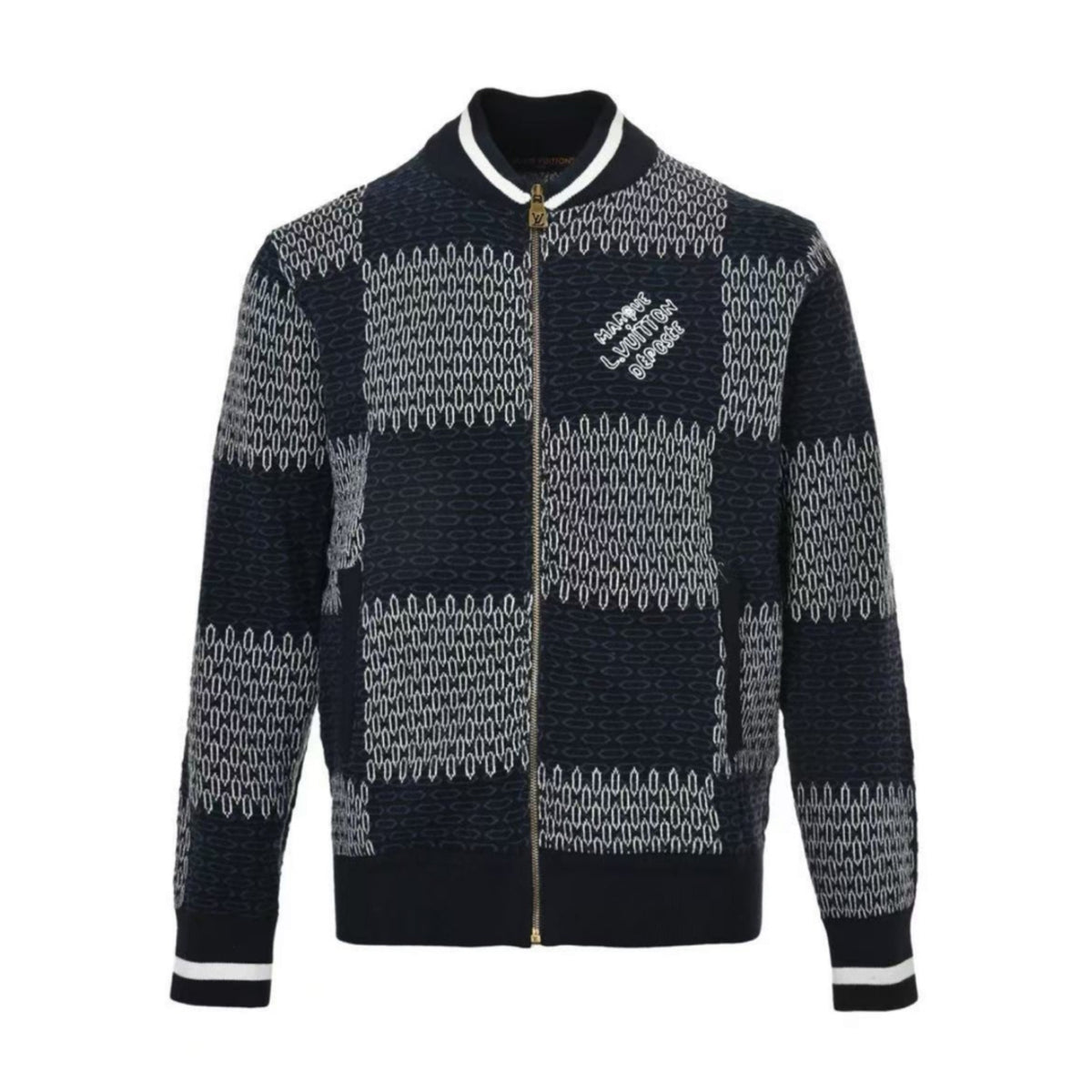 Damier Quilted Cotton Bomber Navy