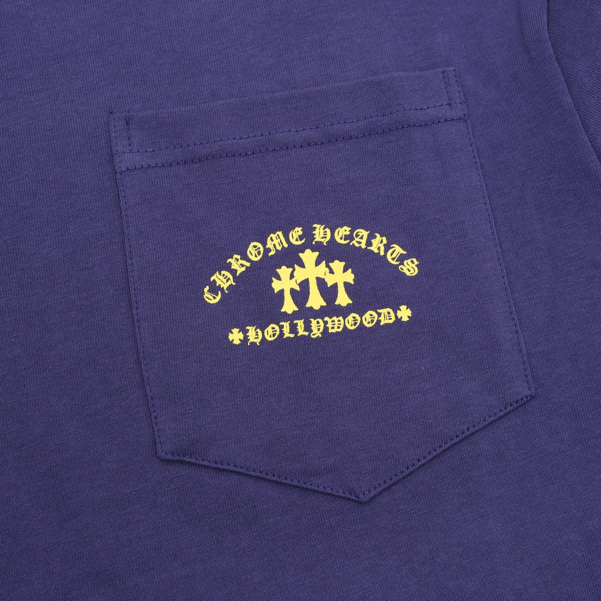 Dagger Gothic Long Sleeve Pocket T-Shirt Navy & Yellow