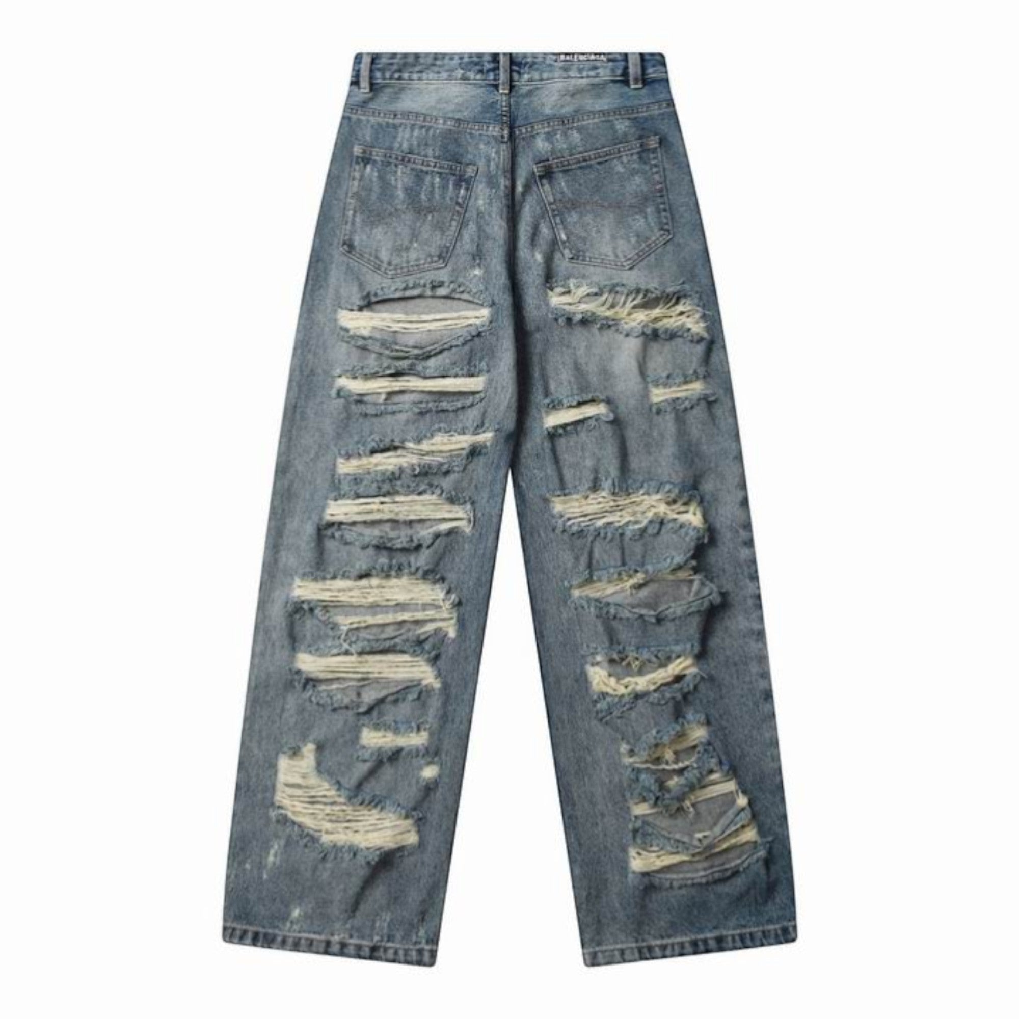Distressed Wide-Leg Jeans