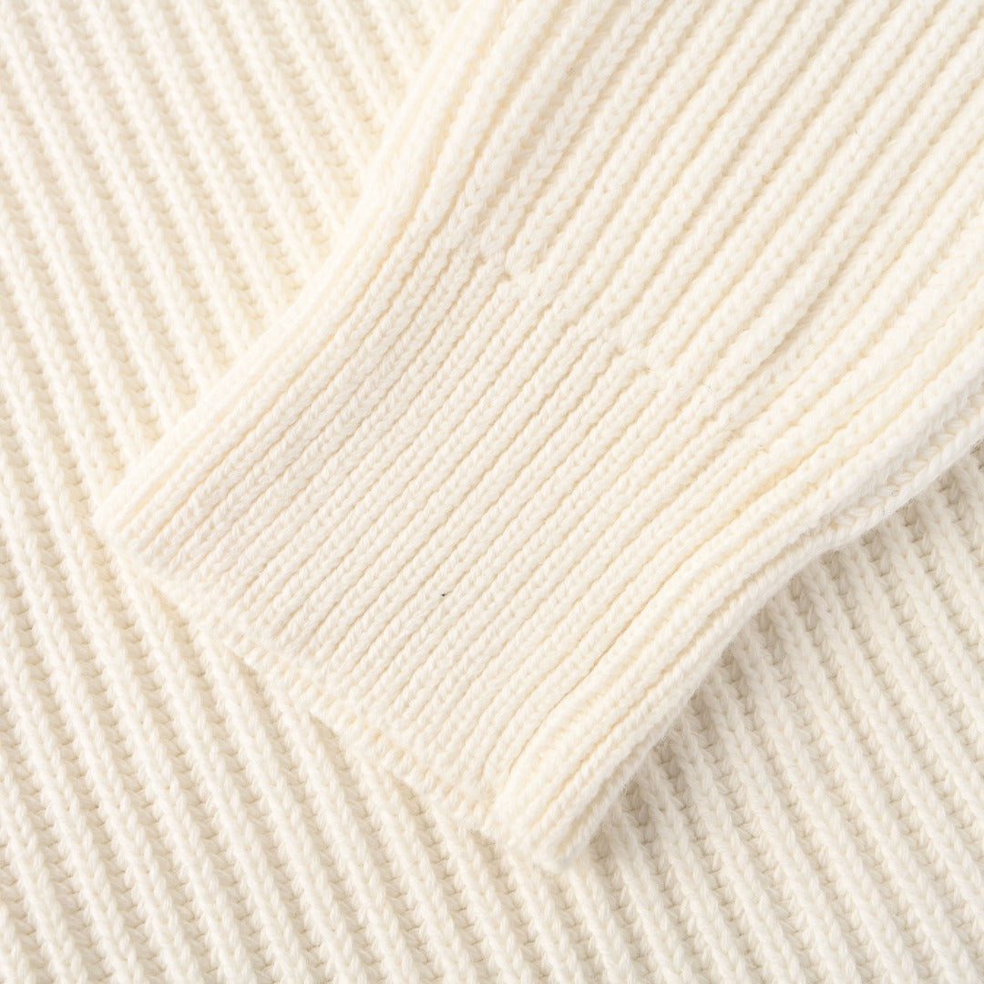 Rib-Knit Full-Zip Jacket Off-White