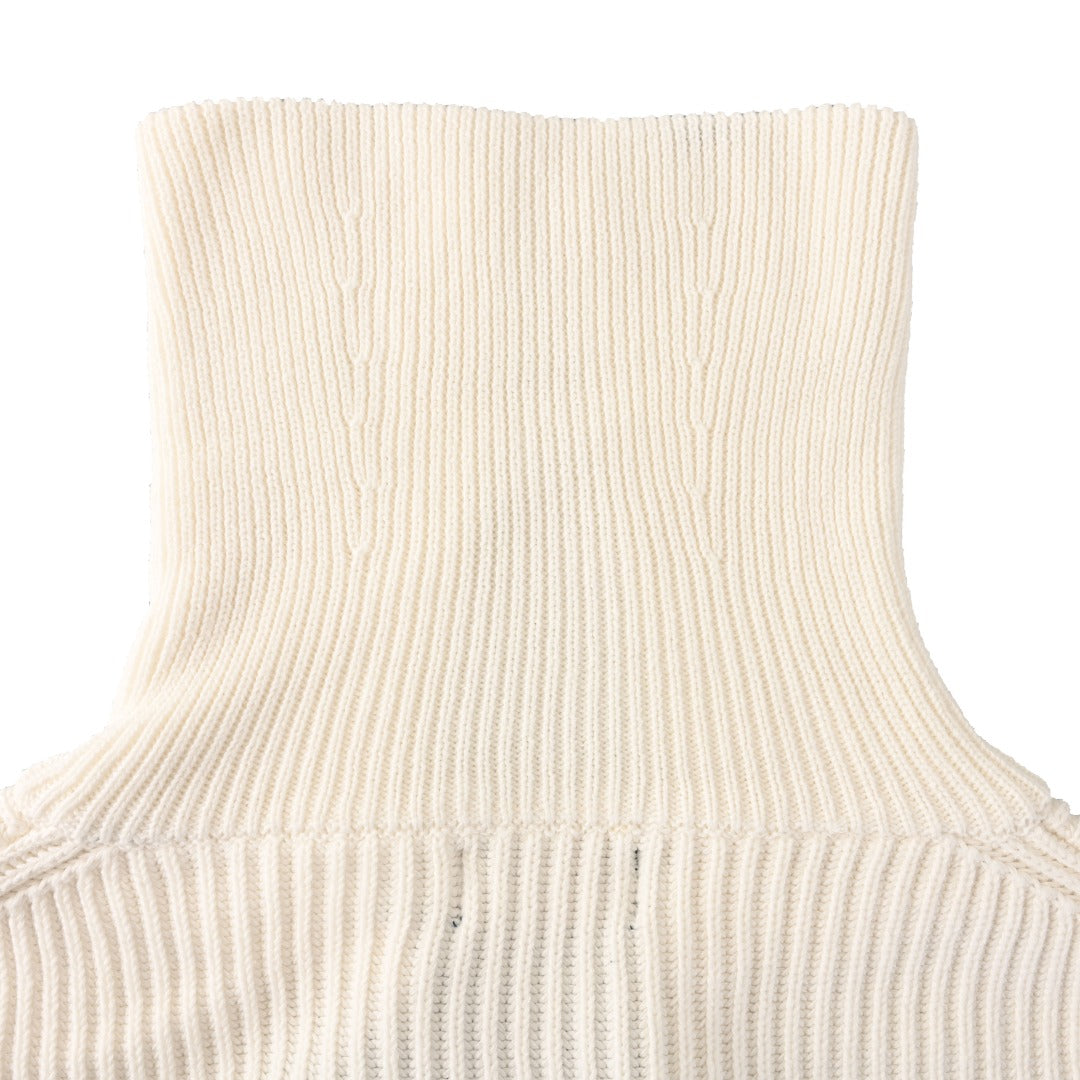 Rib-Knit Full-Zip Jacket Off-White