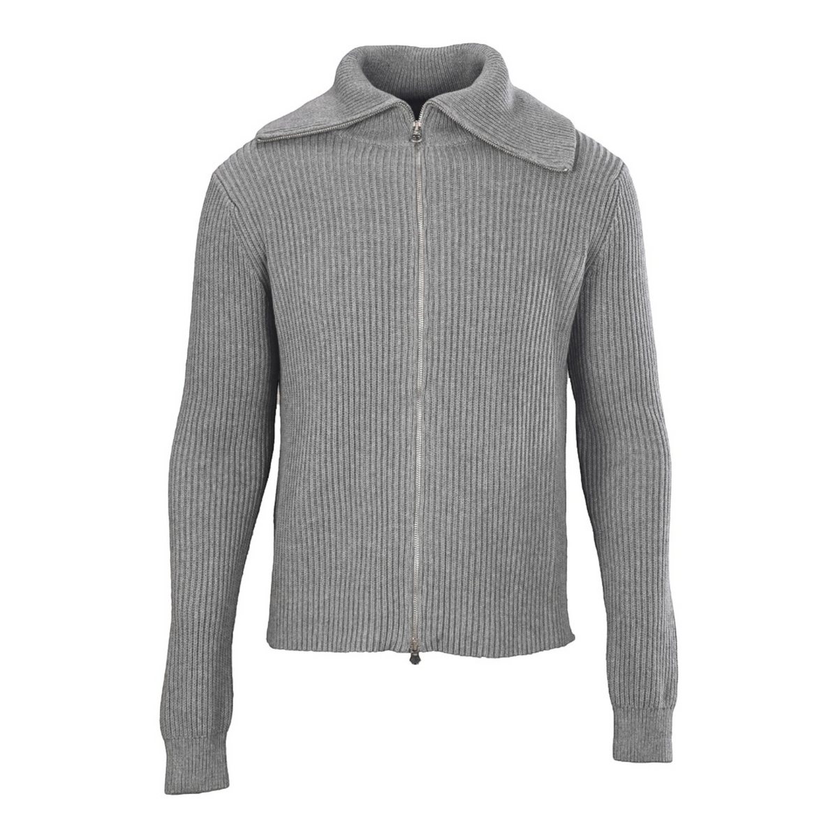 Rib-Knit Full-Zip Jacket Grey