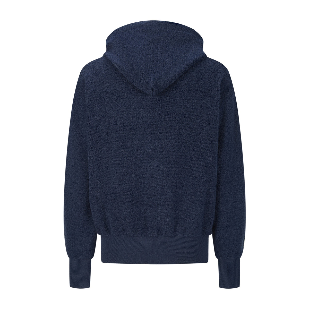 Wool Knit Hoodie Navy Blue