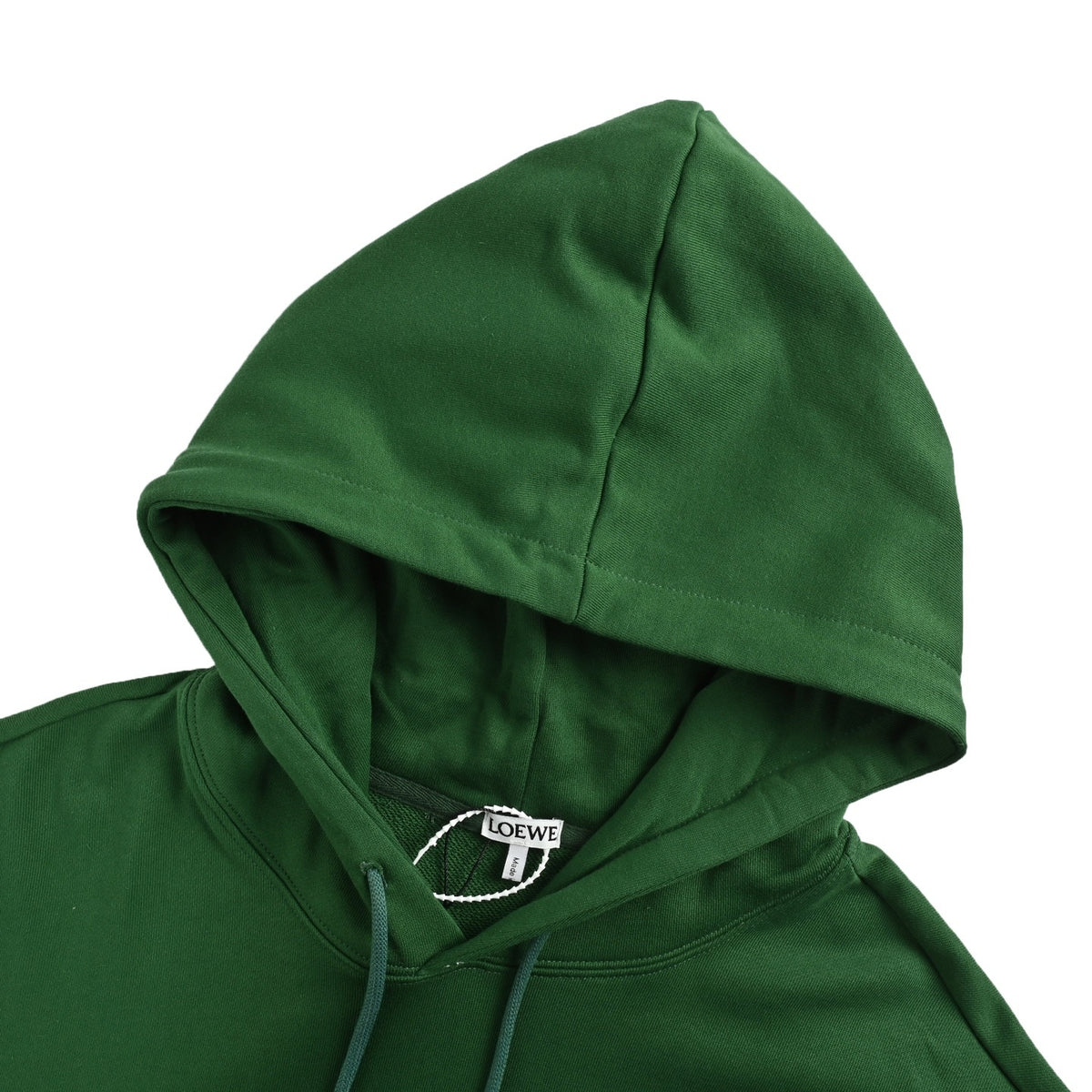 Anagram Leather-Pocket Hoodie Dark Green