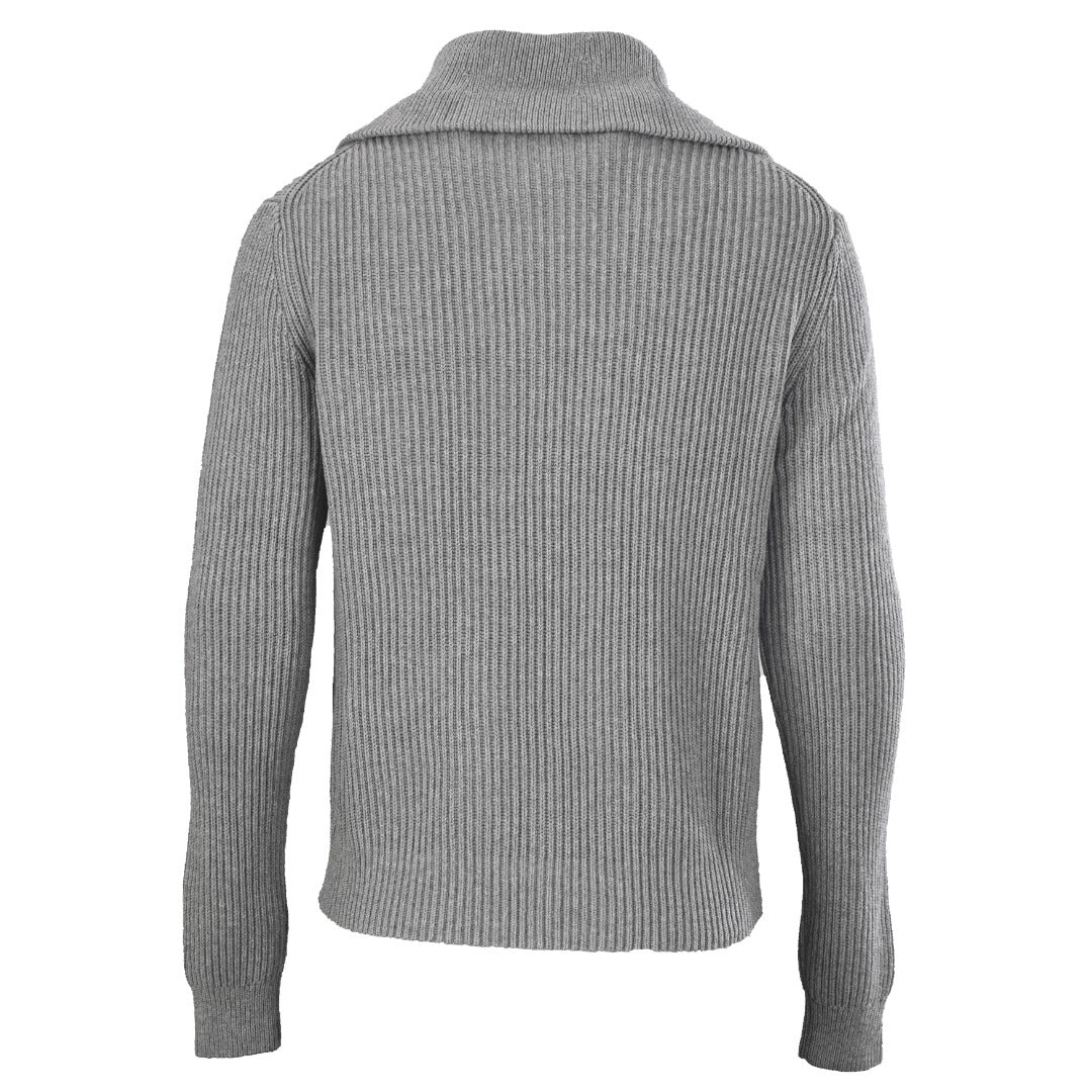 Rib-Knit Full-Zip Jacket Grey