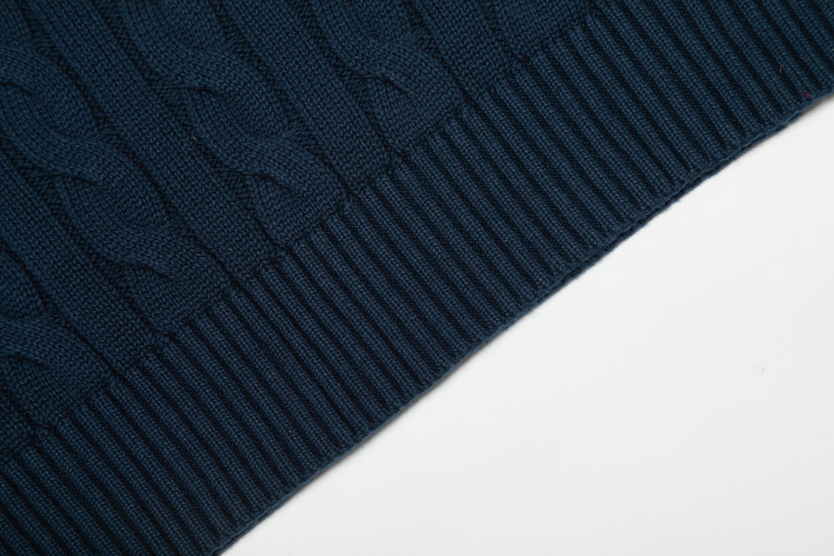 Cable-Knit Jumper Navy Blue