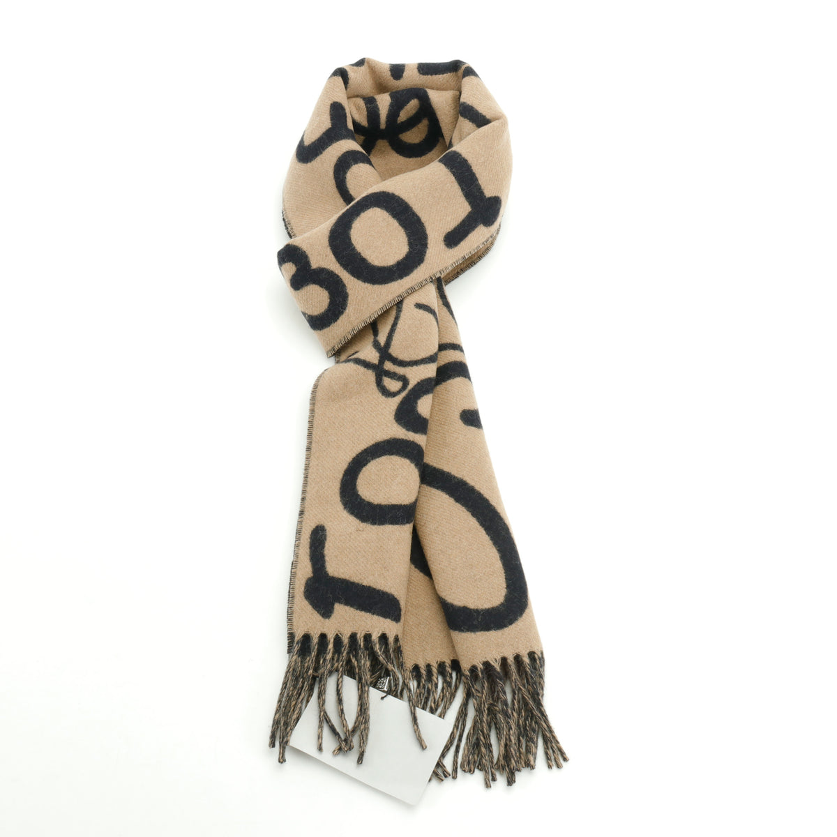 Leather-Trimmed Jacquard Camel Black