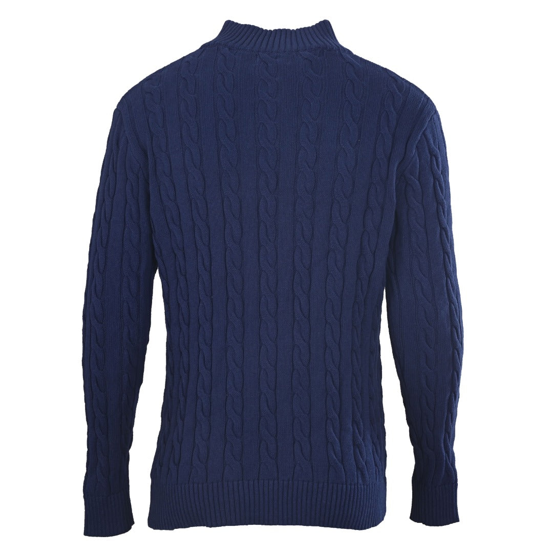 Cable-Knit Quarter-Zip Sweater Navy Blue