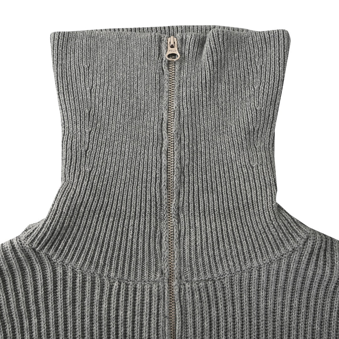 Rib-Knit Full-Zip Jacket Grey