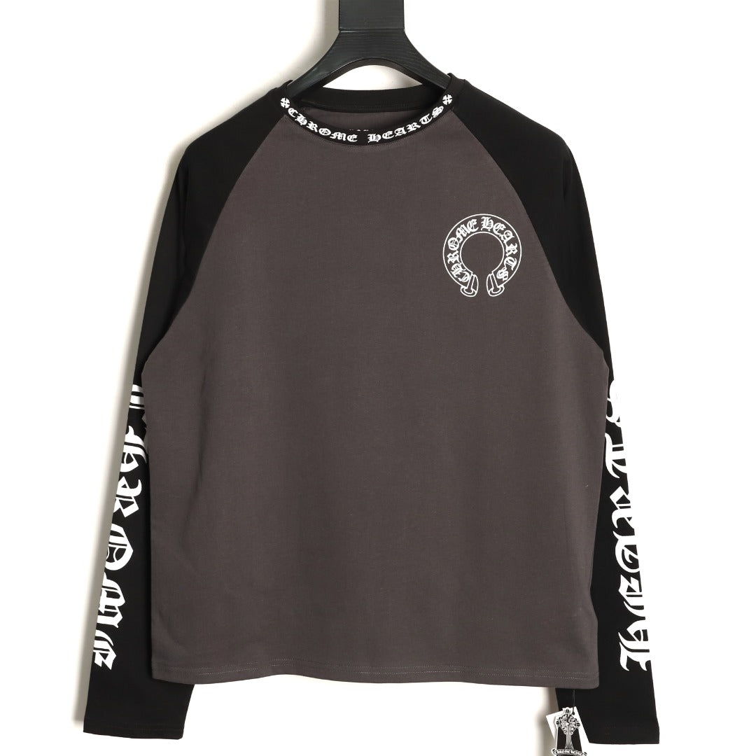 Horseshoe Raglan Long Sleeve T-Shirt Charcoal & Black