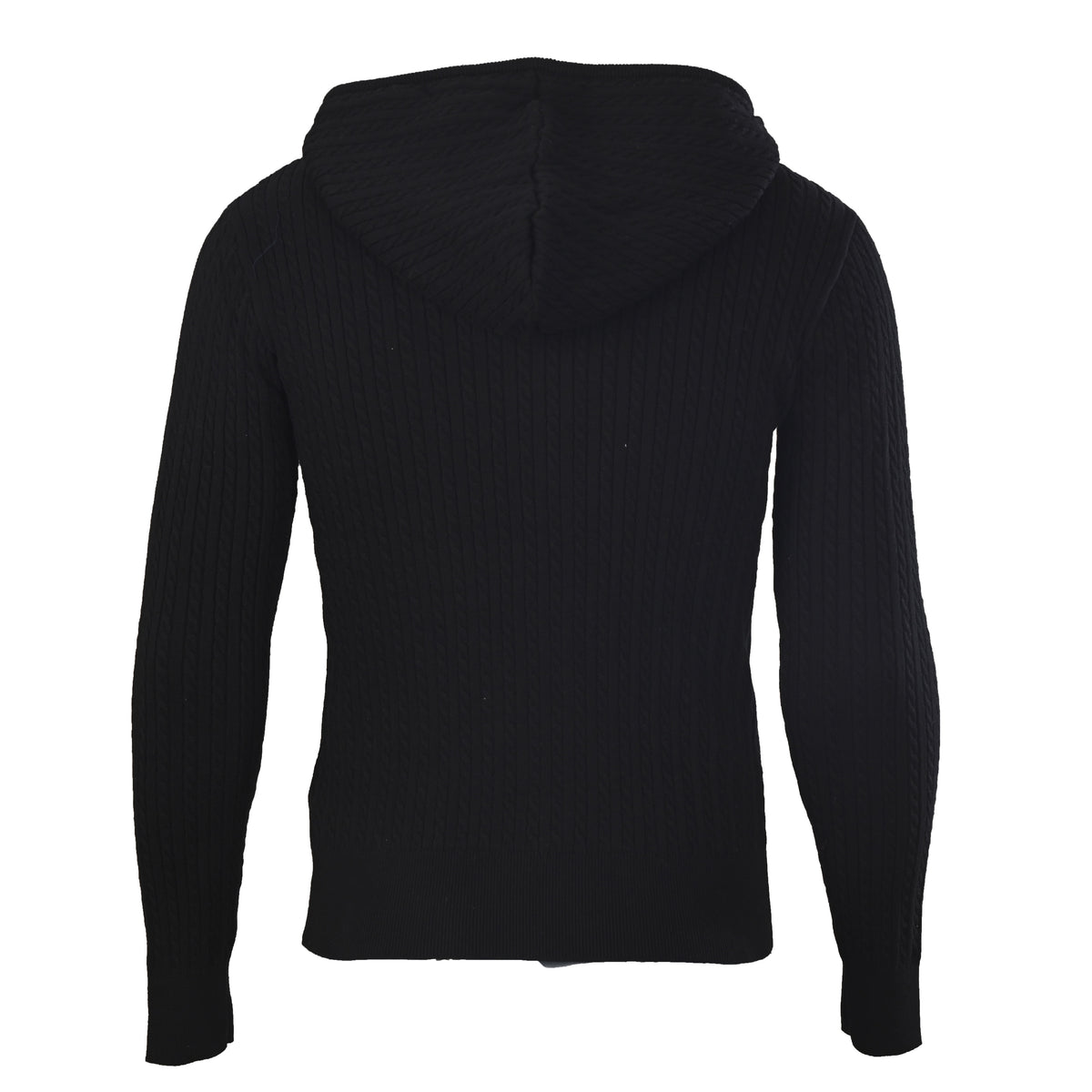 Cable-Knit Cotton Full-Zip Hoodie Black