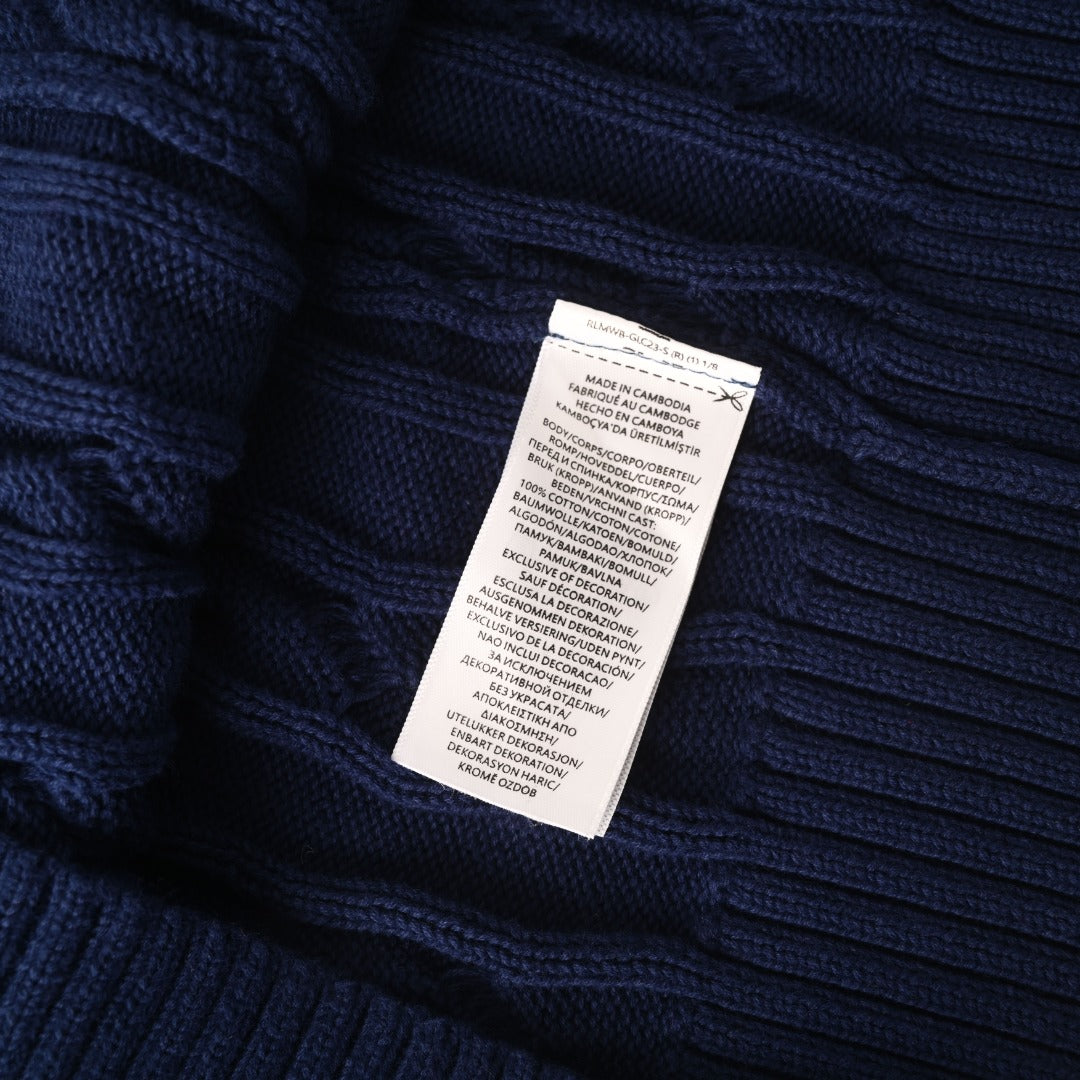 Cable-Knit Quarter-Zip Sweater Navy Blue