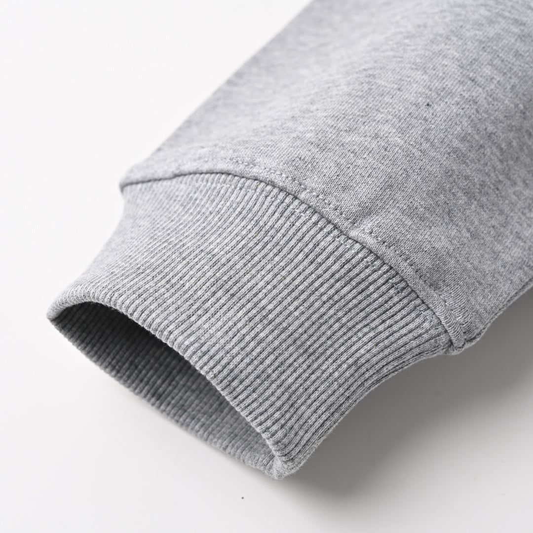 Flamenco Leather-Drawstring Hoodie Grey Melange