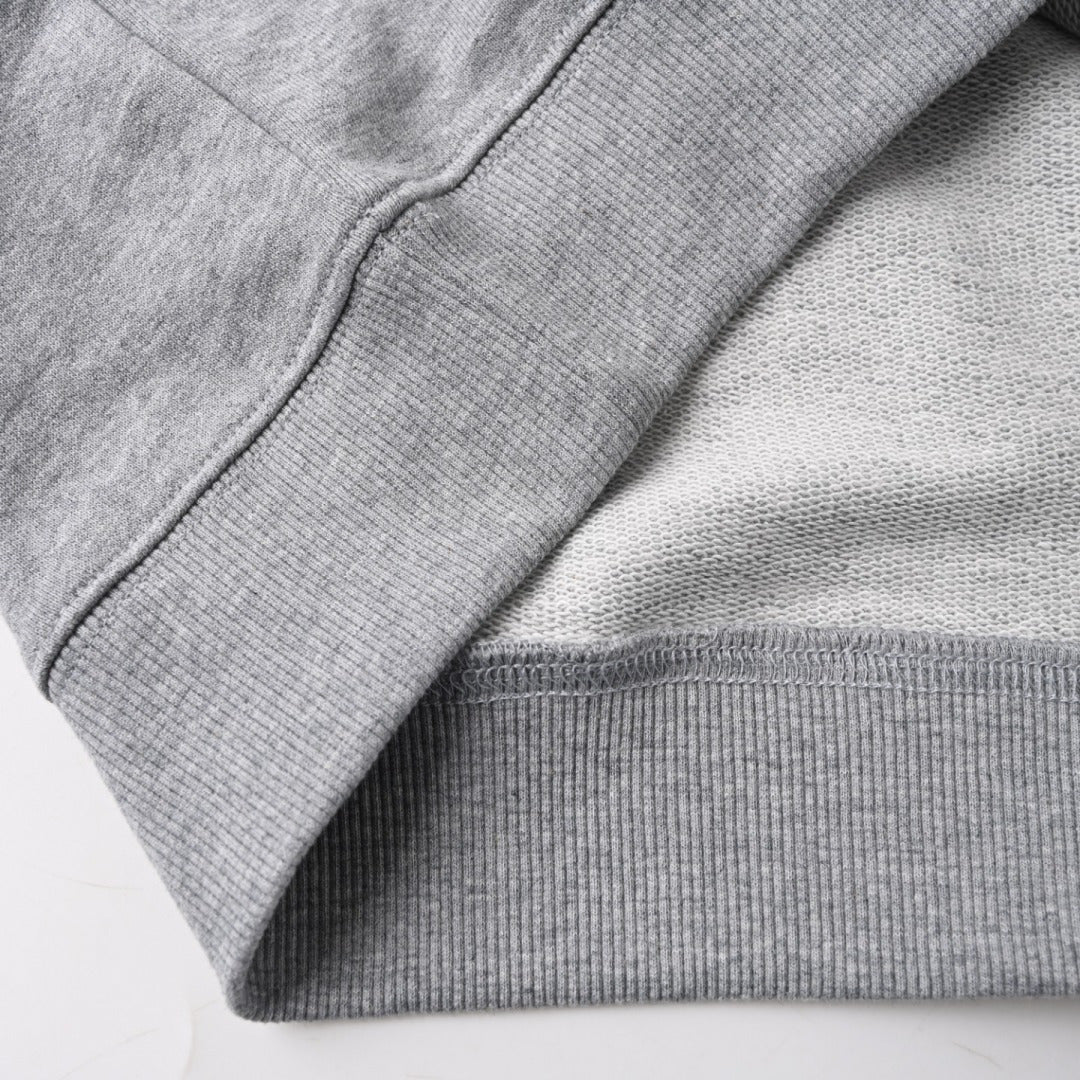 Flamenco Leather-Drawstring Hoodie Grey Melange