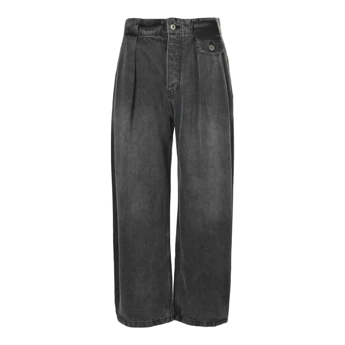 Pleated Barrel-Leg Washed Black