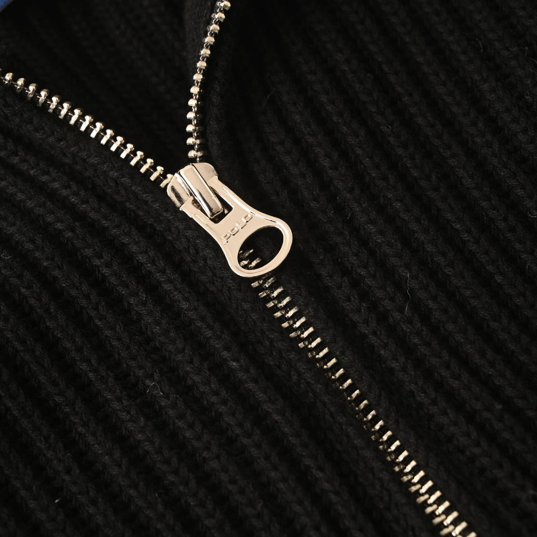Ribbed Full-Zip Jacket Black