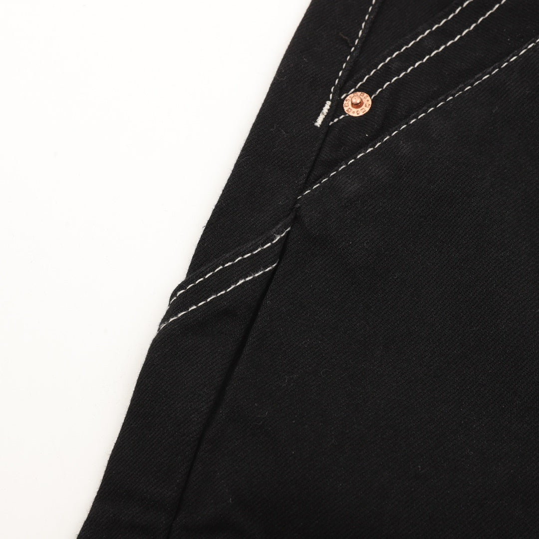 Wide-Leg Contrast Stitching Black
