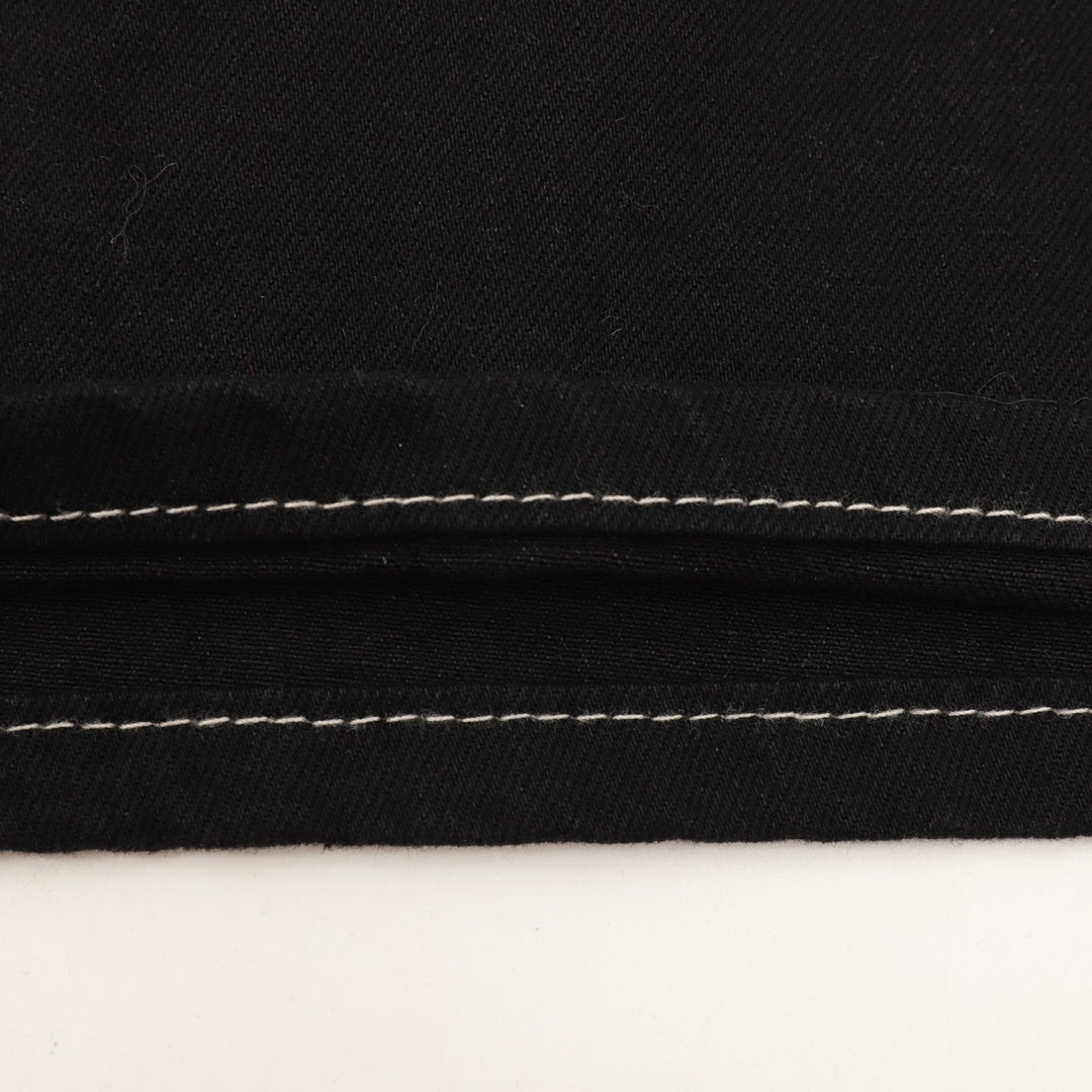 Wide-Leg Contrast Stitching Black