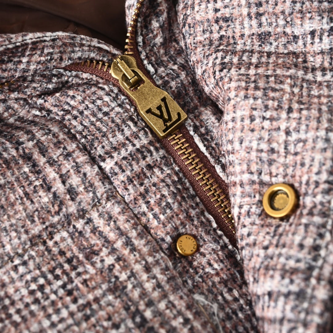 Tweed Down Blouson Glen Plaid