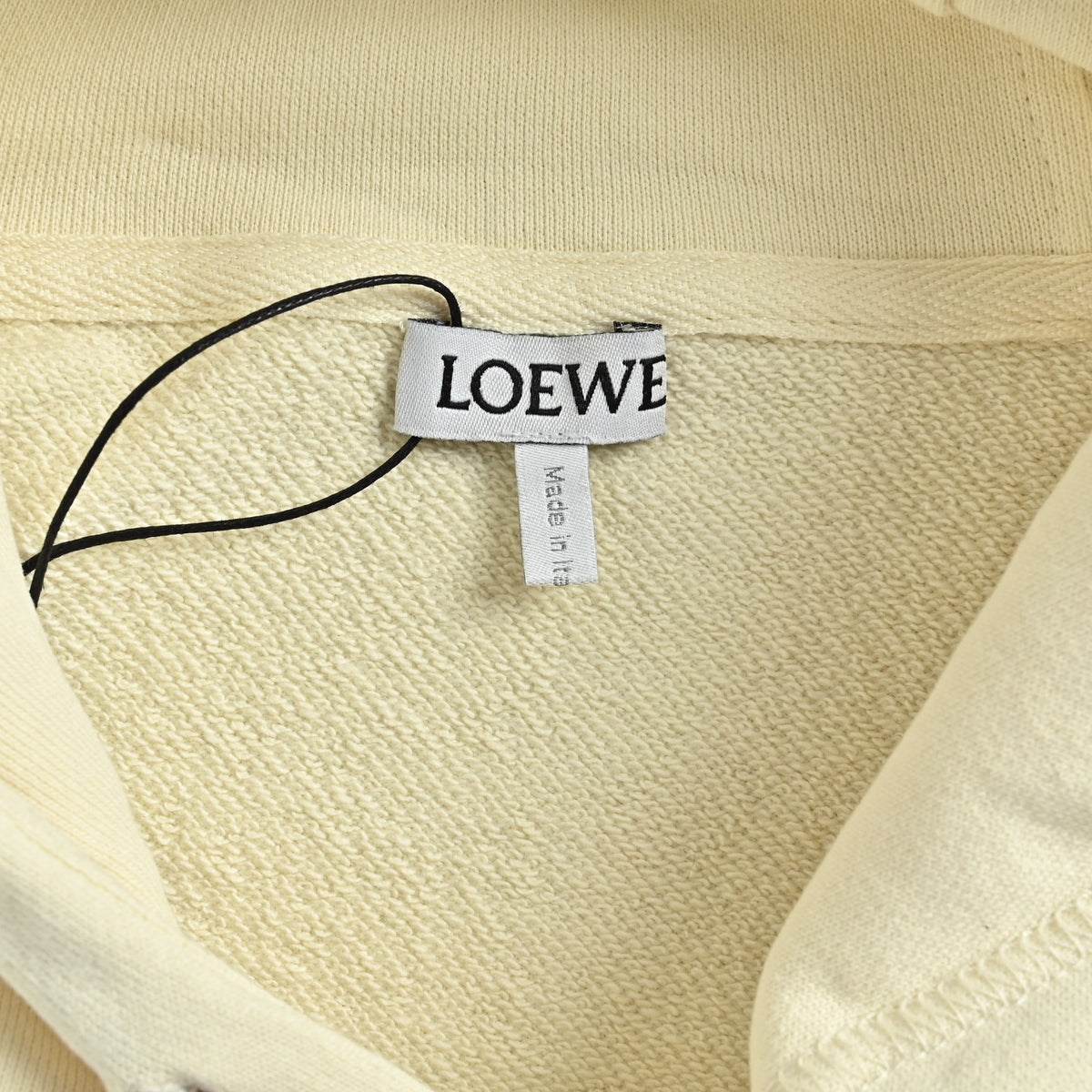 Flamenco Leather-Drawstring Hoodie Cream