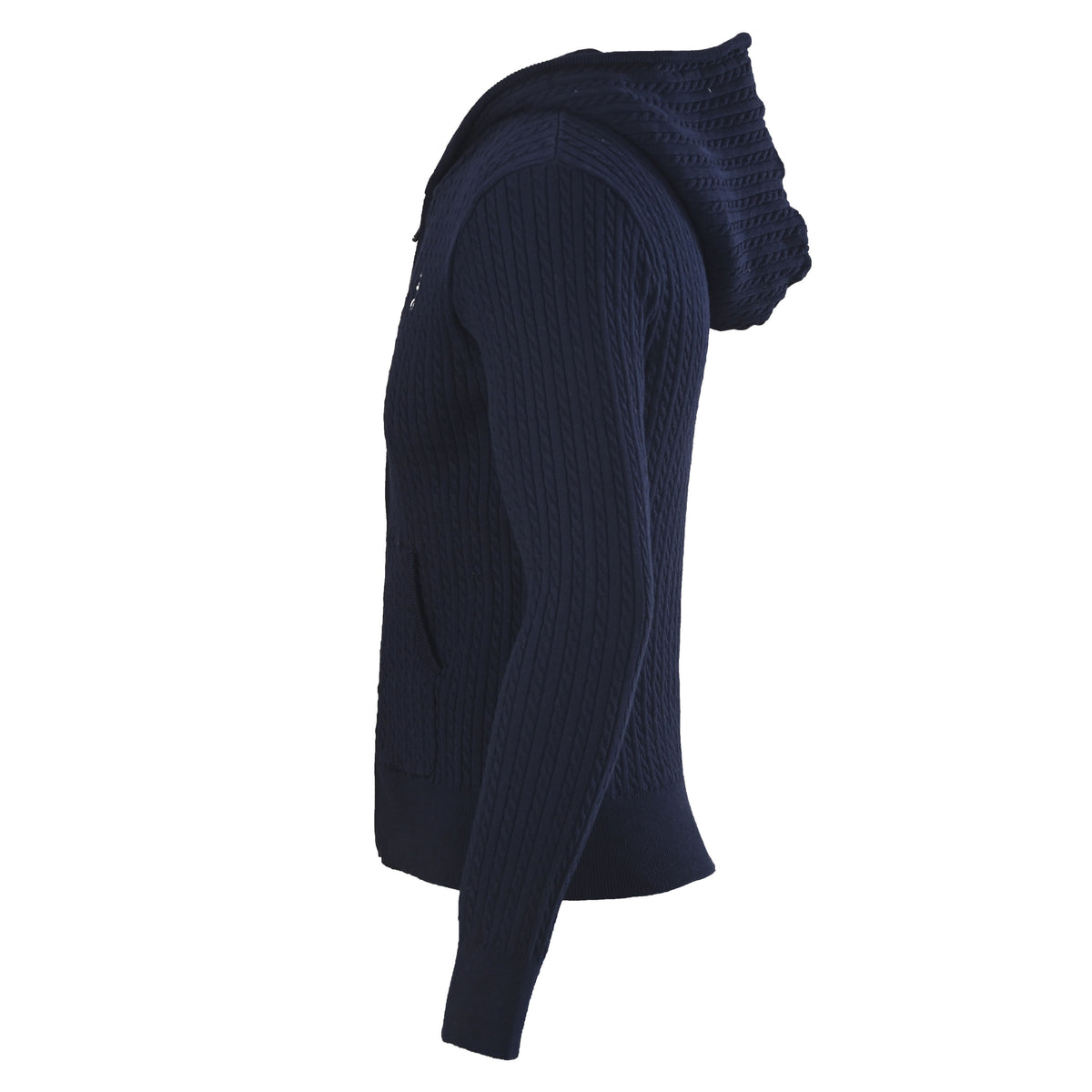 Mini-Cable Cotton Full-Zip Hoodie Navy Blue