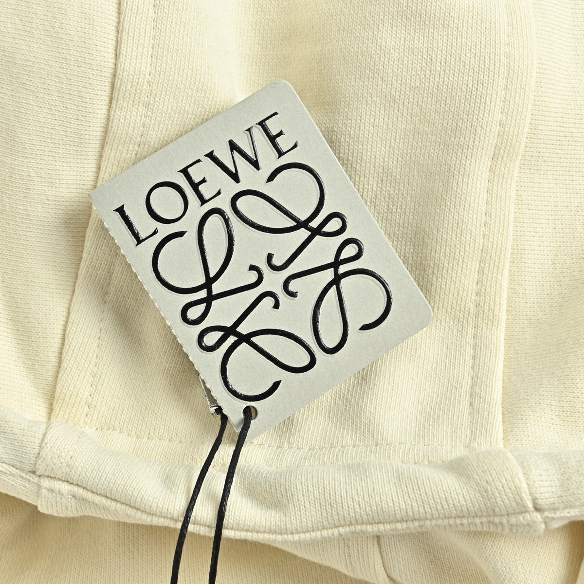 Flamenco Leather-Drawstring Hoodie Cream