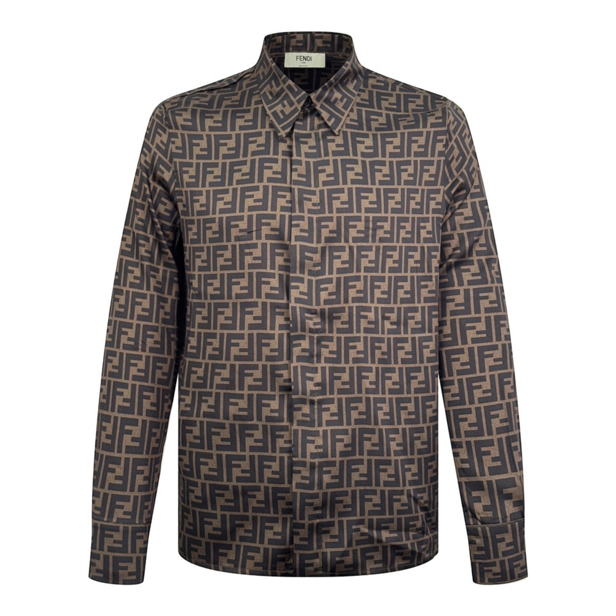 Zucca FF Monogram Silk Shirt Brown