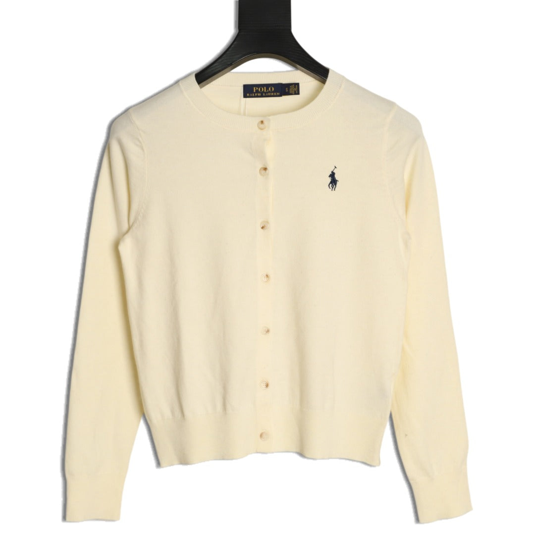Stretch Cotton-Blend Crewneck Cardigan Cream