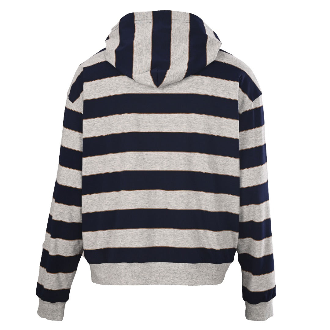 Striped Jersey Zip-Up Blue & Grey