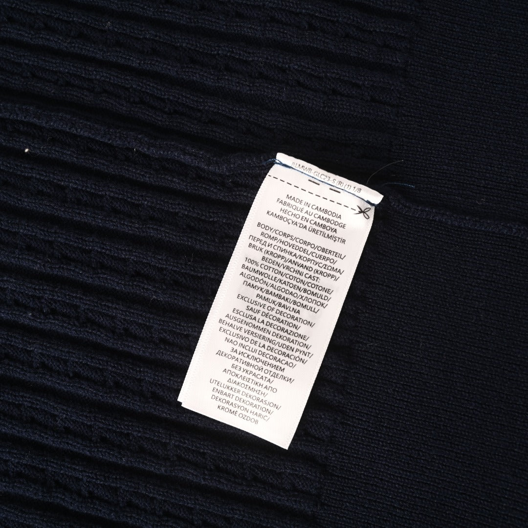 Mini-Cable Cotton Full-Zip Hoodie Navy Blue