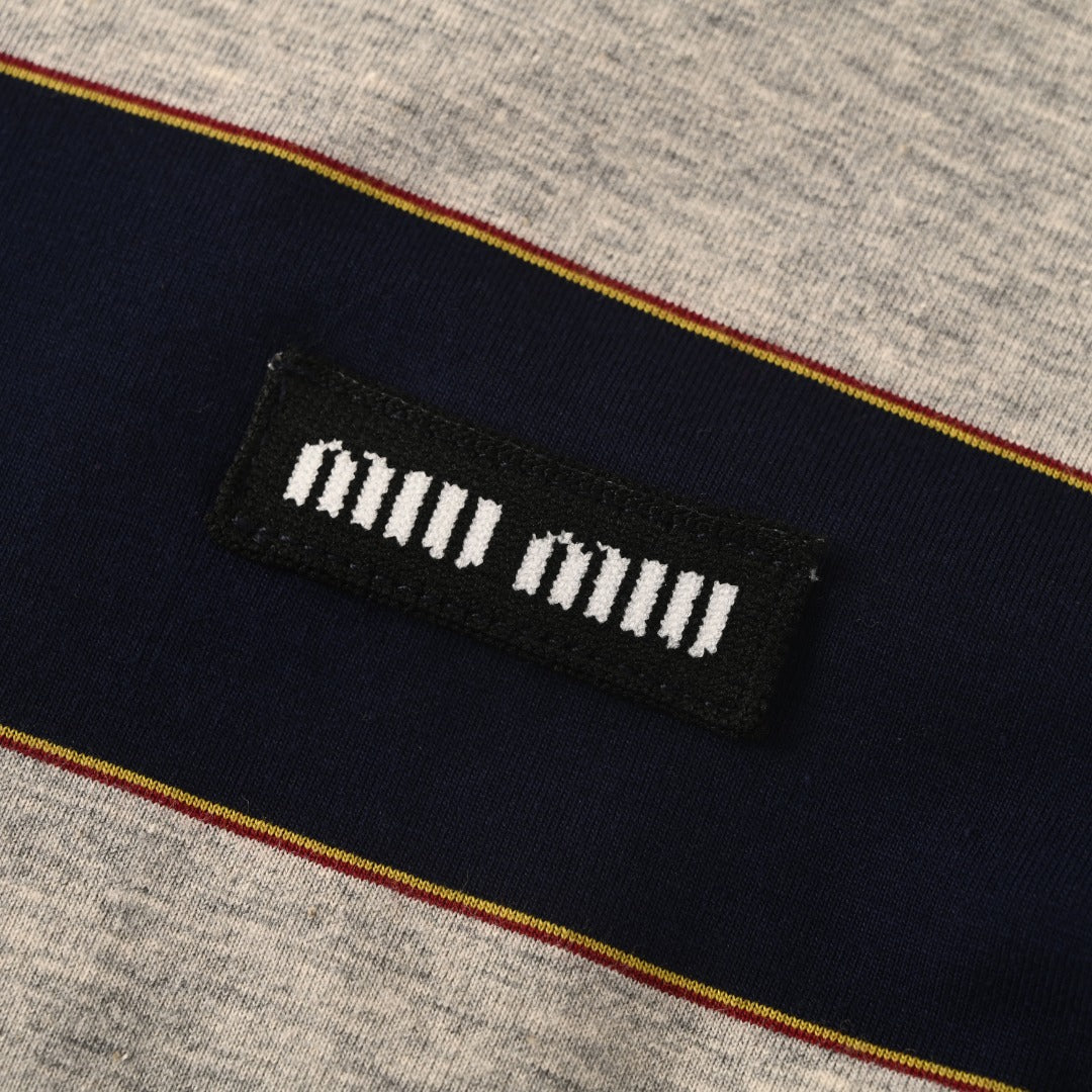 Striped Jersey Zip-Up Blue & Grey