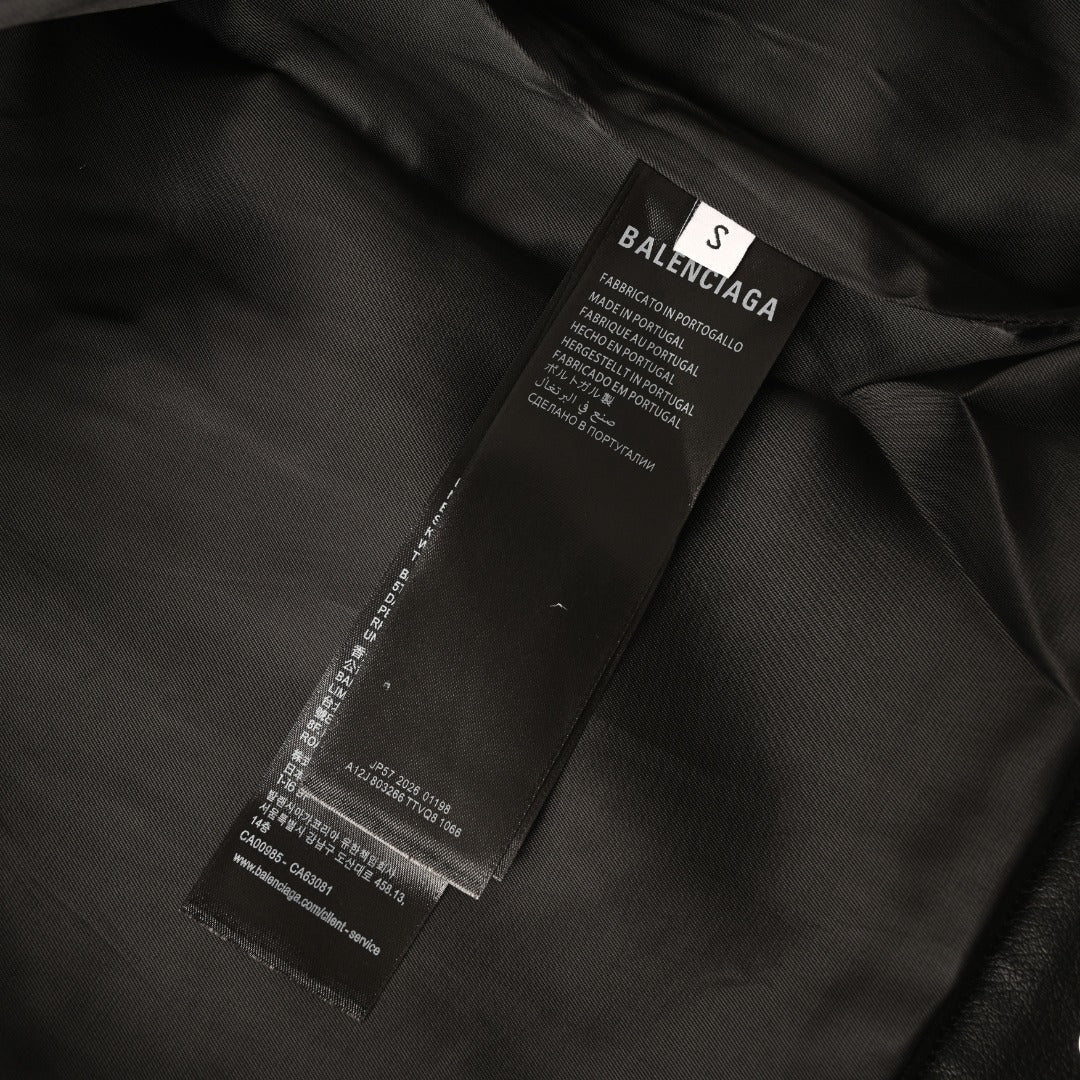 Logo Leather Shirt Jacket Black