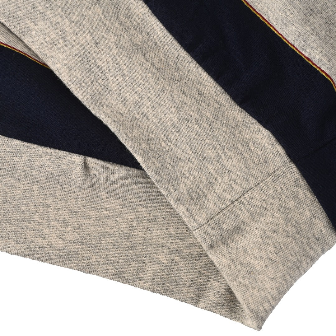 Striped Jersey Zip-Up Blue & Grey