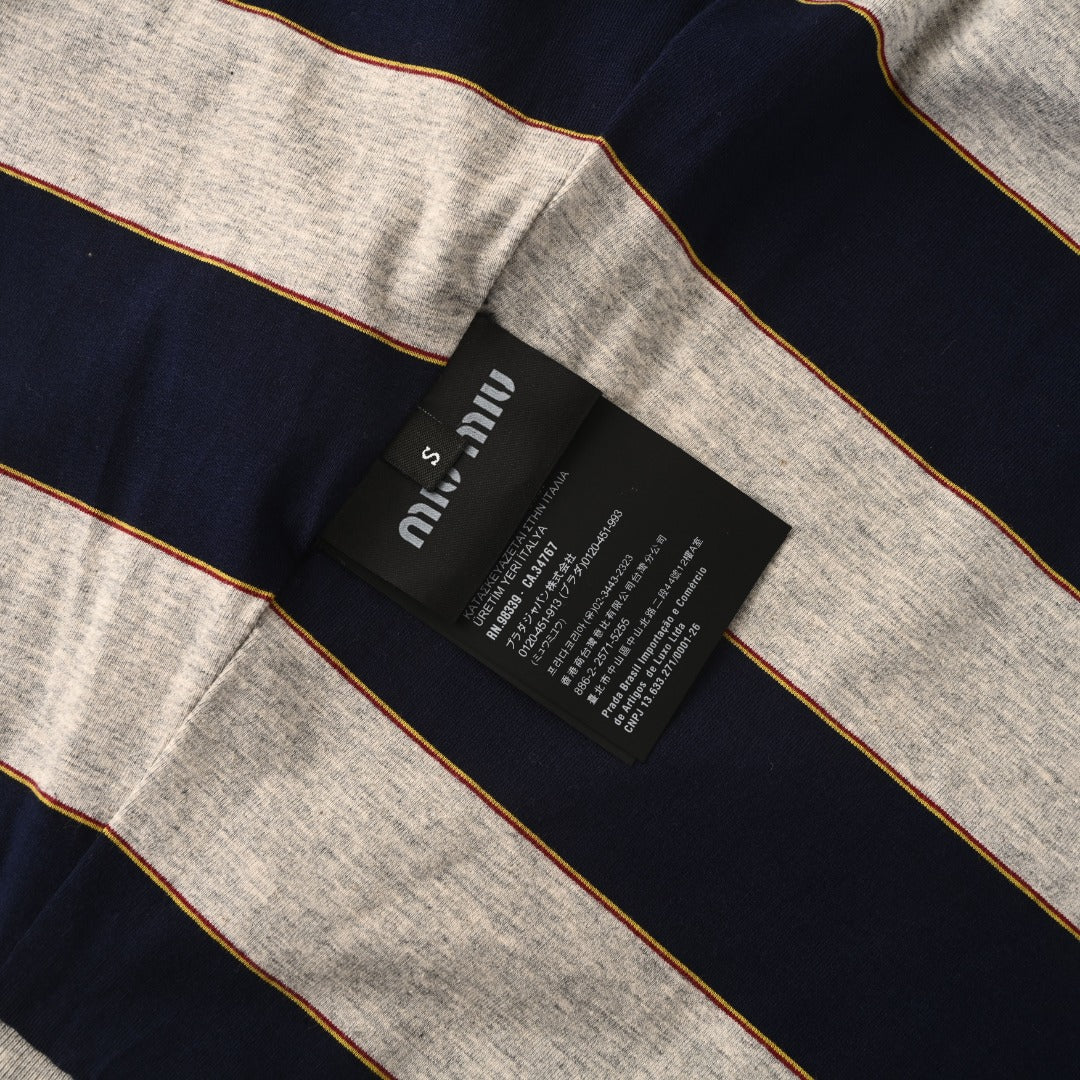 Striped Jersey Zip-Up Blue & Grey