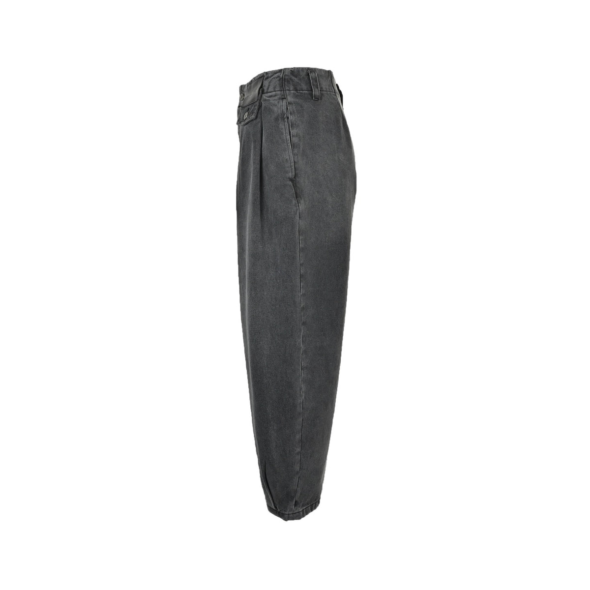 Pleated Barrel-Leg Washed Black